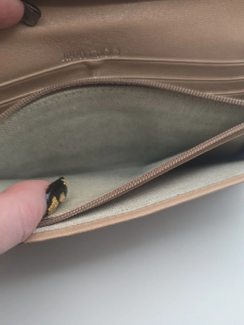 Jimmy Choo Beige Wallet with Silver Star Studs